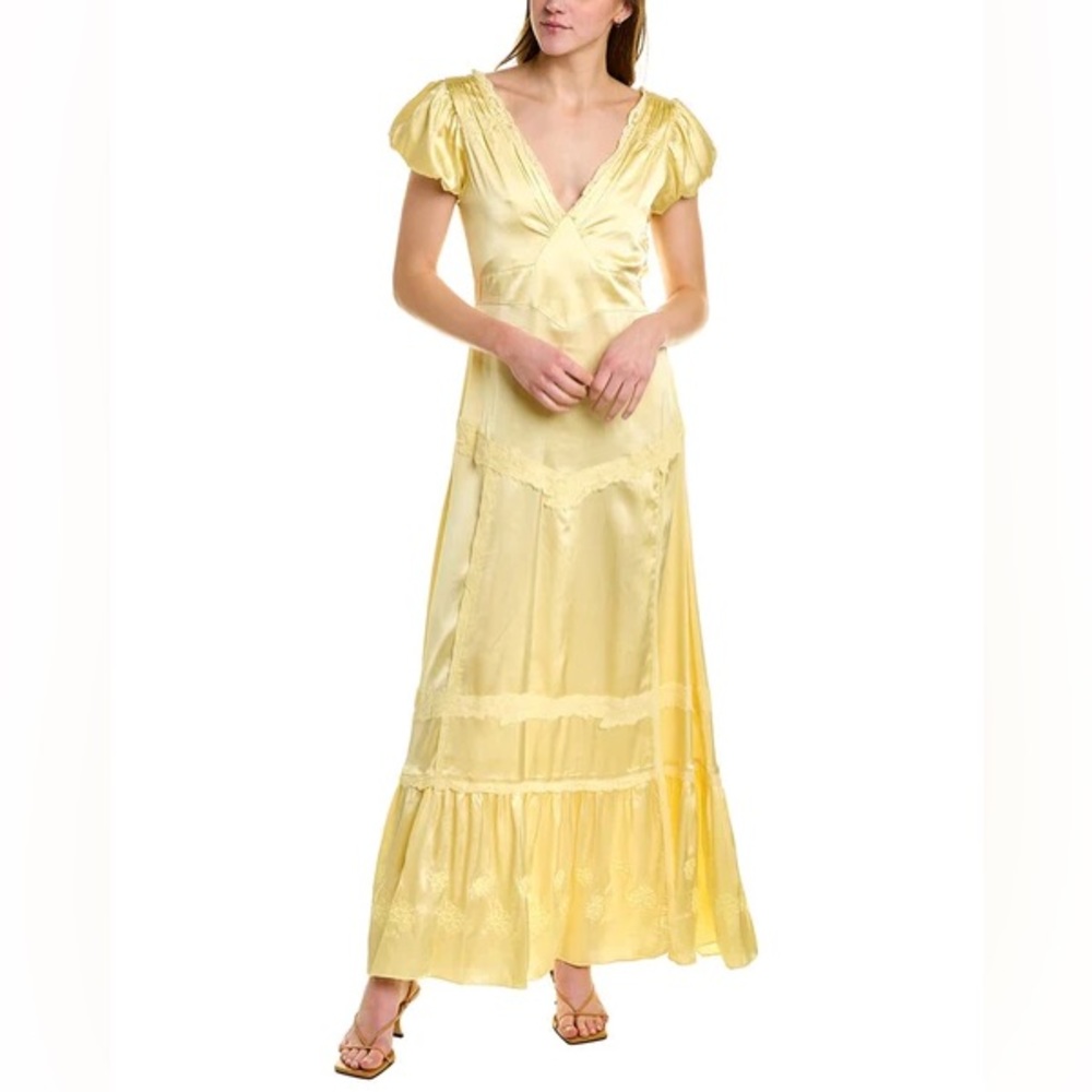 LoveShackFancy Quintessa dress in Lemon size 8
